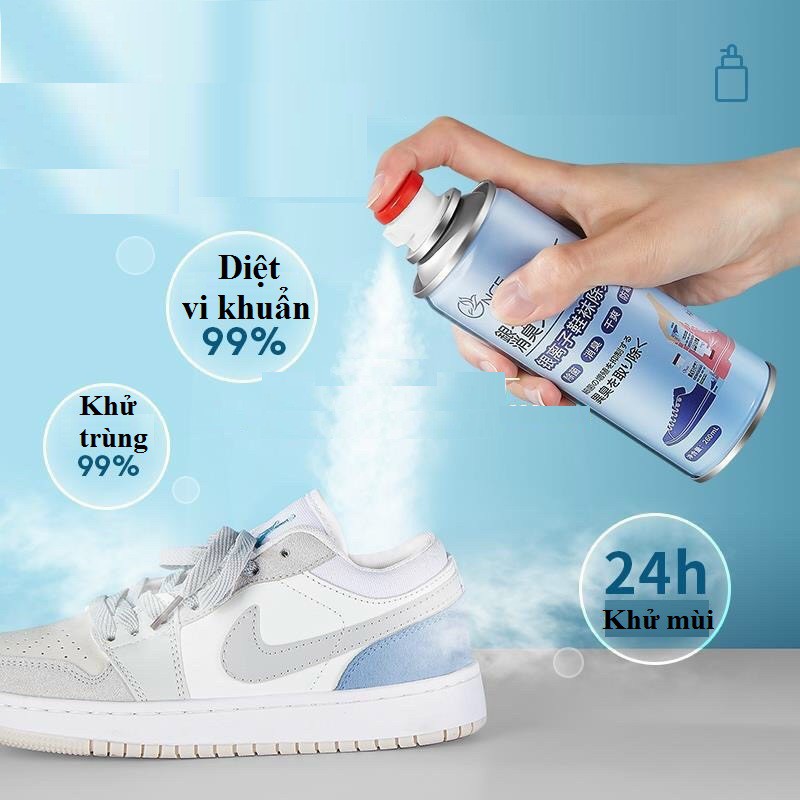Bình Xịt Khử Mùi Giày 260ml Công Nghệ Bạc AG+, Chống Hôi Chân, Ngăn Mồ Hôi, Diệt Khuẩn, Hiệu Quả Đến 24h