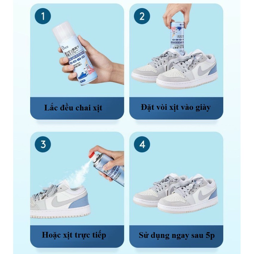 Bình Xịt Khử Mùi Giày 260ml Công Nghệ Bạc AG+, Chống Hôi Chân, Ngăn Mồ Hôi, Diệt Khuẩn, Hiệu Quả Đến 24h