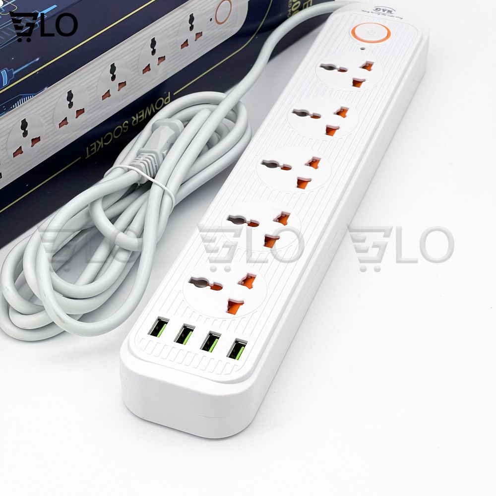 Ổ Cắm Điện CYX A01 A02 A03 Tích Hợp 4 Cổng USB Sạc Nhanh, Đa Ổ Cắm, Dây Dài 2m, Công Suất 3000w