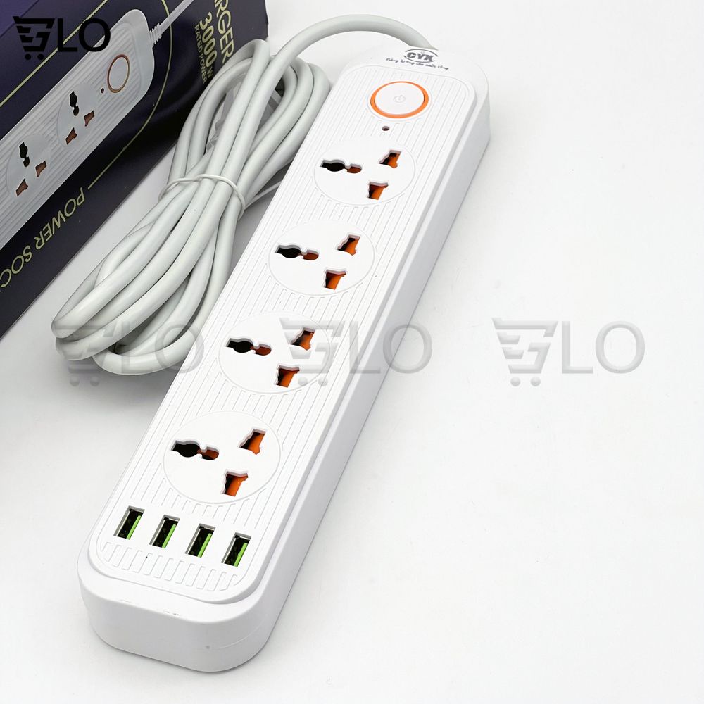Ổ Cắm Điện CYX A01 A02 A03 Tích Hợp 4 Cổng USB Sạc Nhanh, Đa Ổ Cắm, Dây Dài 2m, Công Suất 3000w