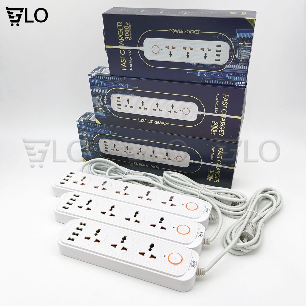 Ổ Cắm Điện CYX A01 A02 A03 Tích Hợp 4 Cổng USB Sạc Nhanh, Đa Ổ Cắm, Dây Dài 2m, Công Suất 3000w