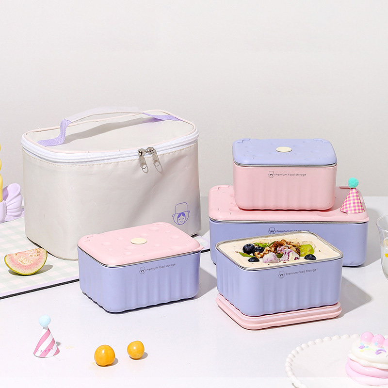 Hộp đựng cơm văn phòng inox 304 BXH15 mẫu 3 ngăn có túi giữ nhiệt