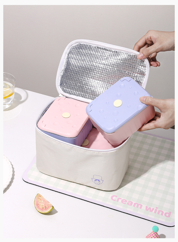 Hộp đựng cơm văn phòng inox 304 BXH15 mẫu 3 ngăn có túi giữ nhiệt