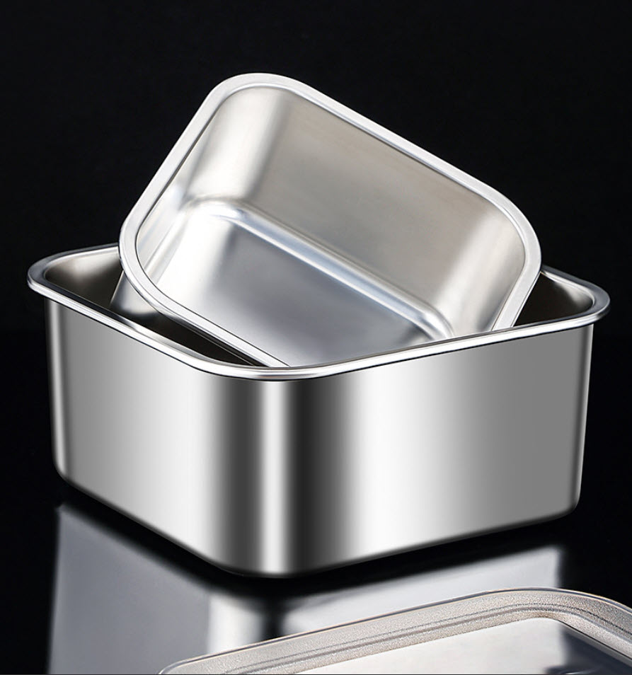 Hộp đựng thực phẩm inox 304 mẫu vuông BXH16 nắp PP chống tràn
