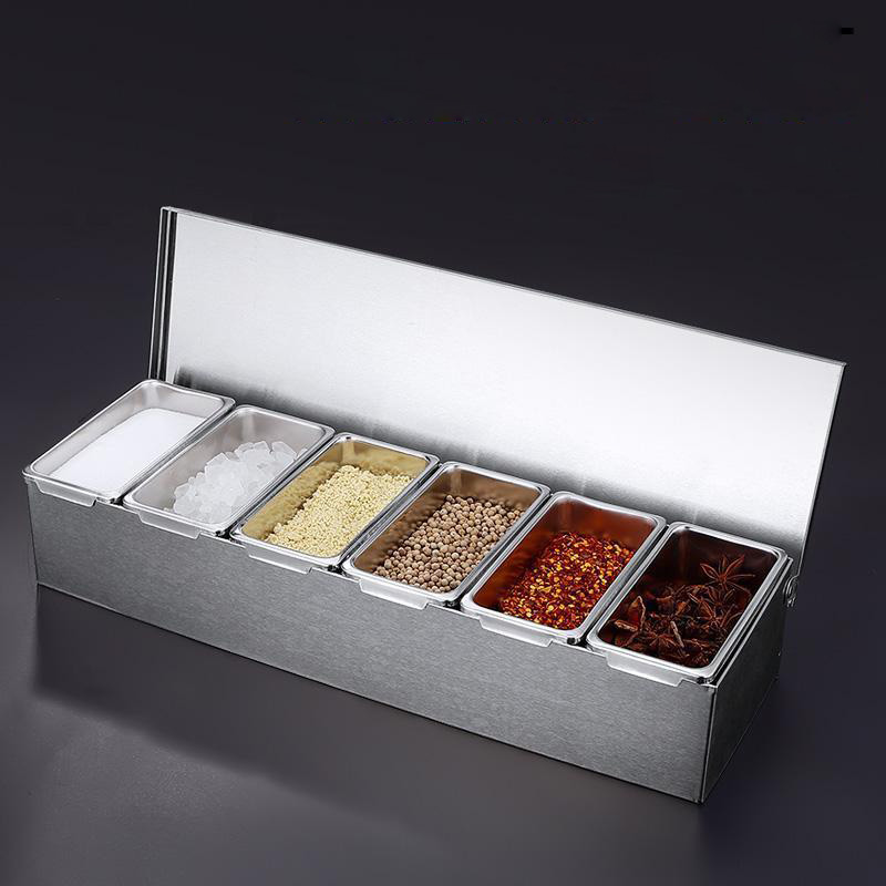Khay đựng gia vị nhiều ngăn có nắp đậy bảo quản inox 304 BXH17