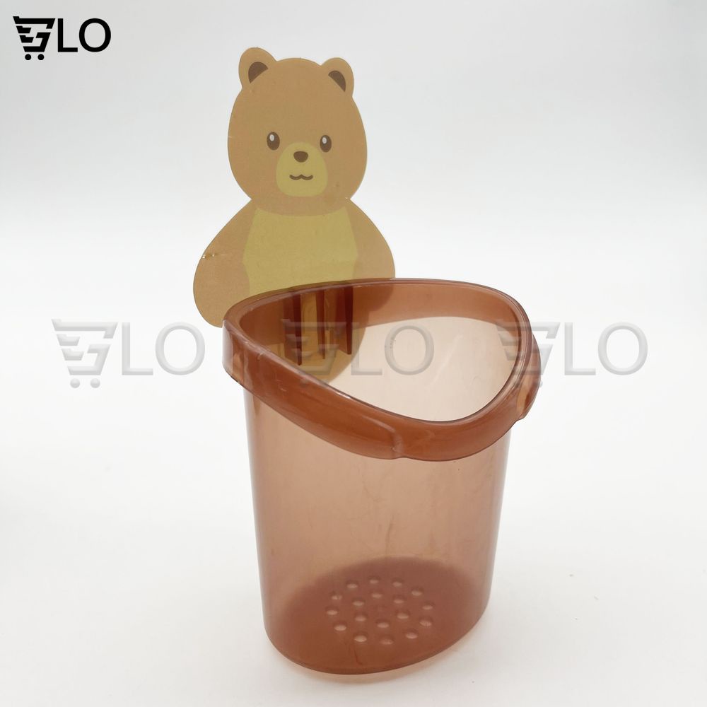 Cốc Ly Đựng Bàn Chải Đánh Răng Hình Gấu Nâu Dán Tường Dễ Thương