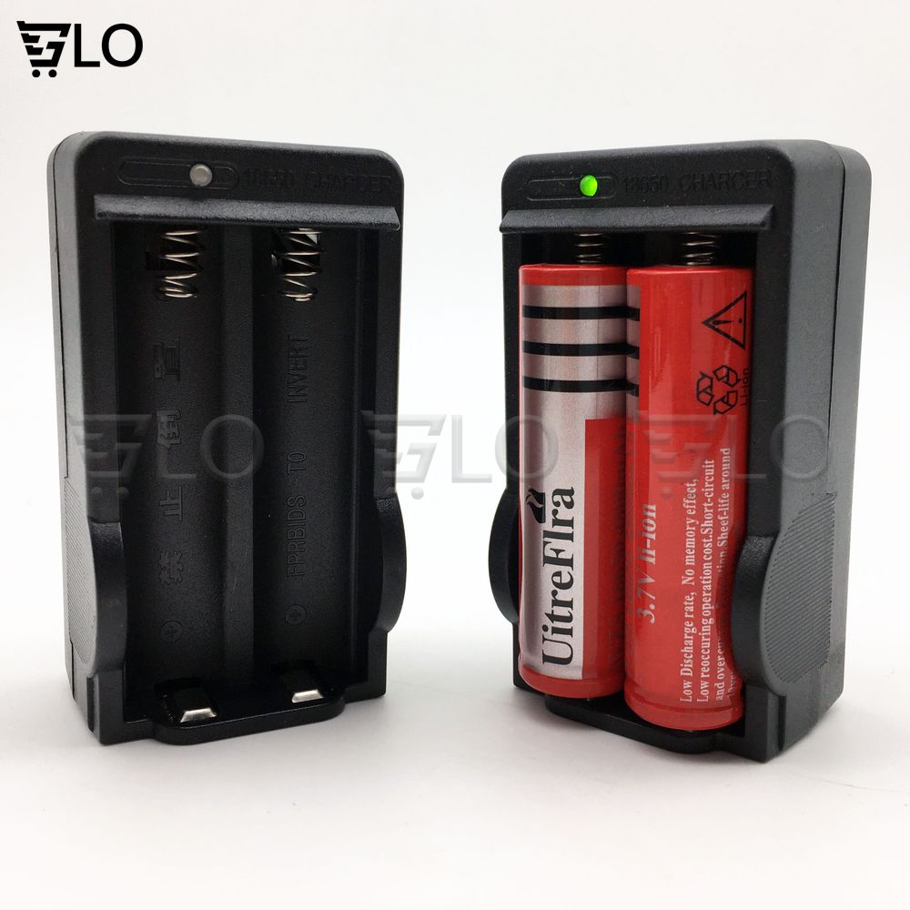Bộ Sạc Đôi Đa Năng 3,7V Kèm 2 Cục Pin Đỏ 3,7V 18650