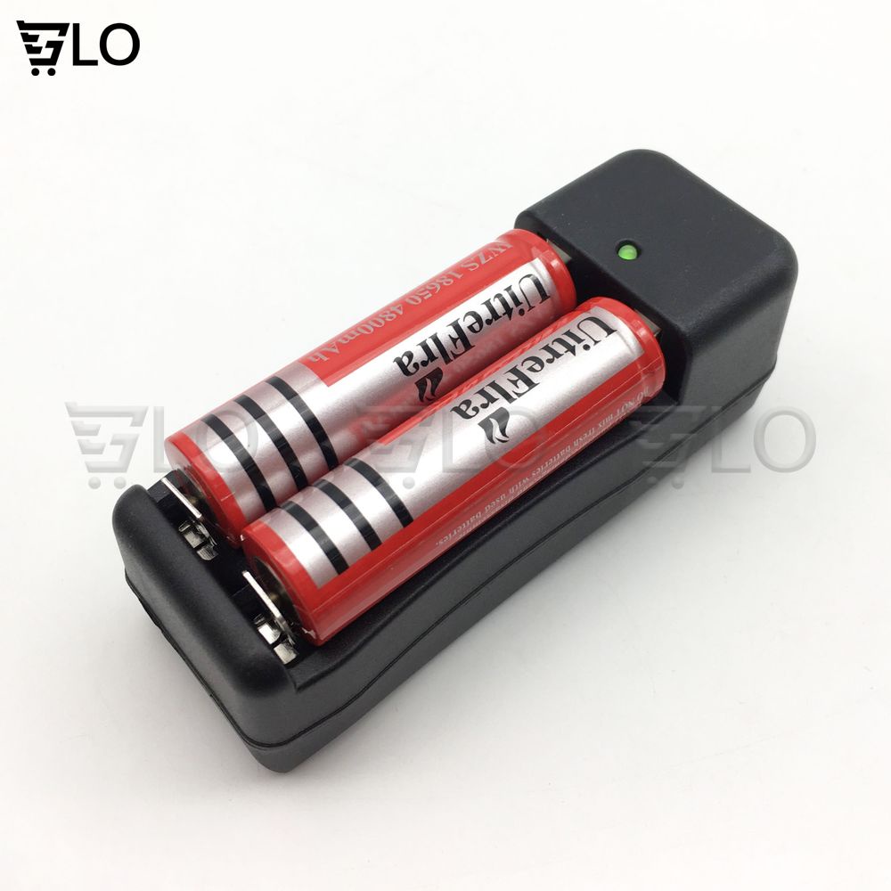 Bộ Sạc Đôi Đa Năng 3,7V Kèm 2 Cục Pin Đỏ 3,7V 18650