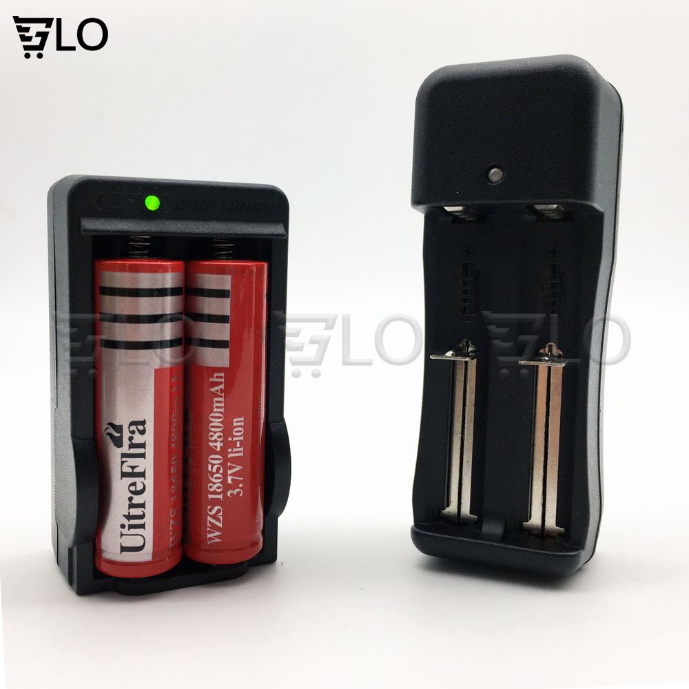 Bộ Sạc Đôi Đa Năng 3,7V Kèm 2 Cục Pin Đỏ 3,7V 18650