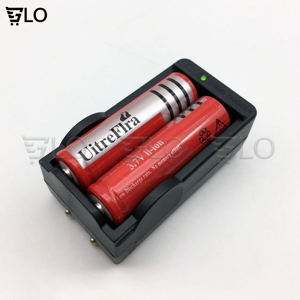 Bộ Sạc Đôi Đa Năng 3,7V Kèm 2 Cục Pin Đỏ 3,7V 18650