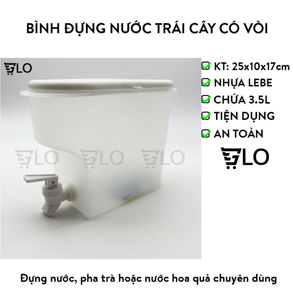 Bình Đựng Nước Trái Cây Có Vòi, Dung Tích 3.5l Để Tủ Lạnh Đi Dã Ngoại