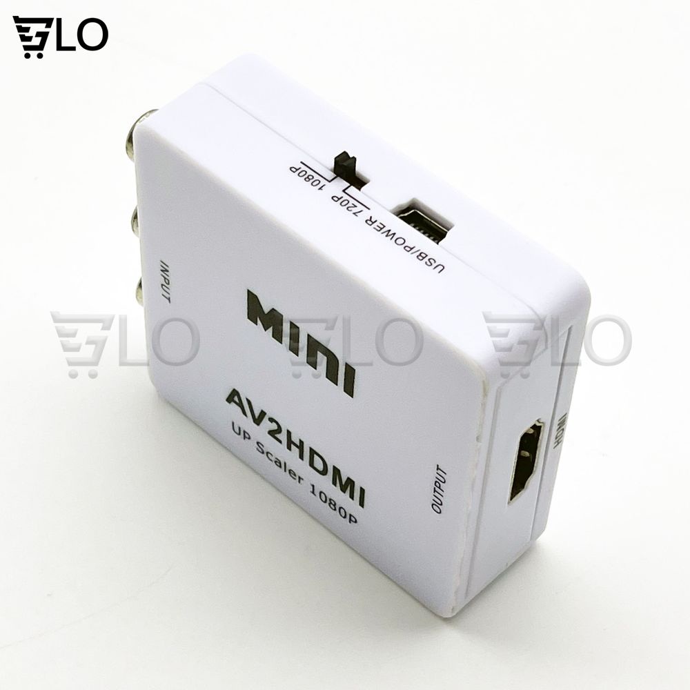 Bộ Box Chuyển Đổi Tín Hiệu AV RCA ra HDMI Model AV2HDMI Hỗ Trợ Độ Phân Giải FullHD 1080P Có Switch 720p và 1080p