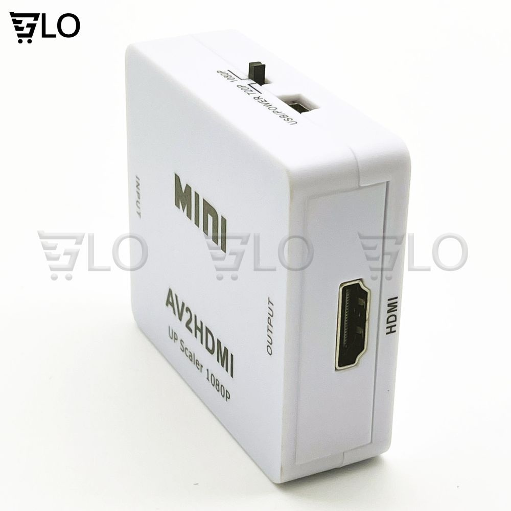 Bộ Box Chuyển Đổi Tín Hiệu AV RCA ra HDMI Model AV2HDMI Hỗ Trợ Độ Phân Giải FullHD 1080P Có Switch 720p và 1080p