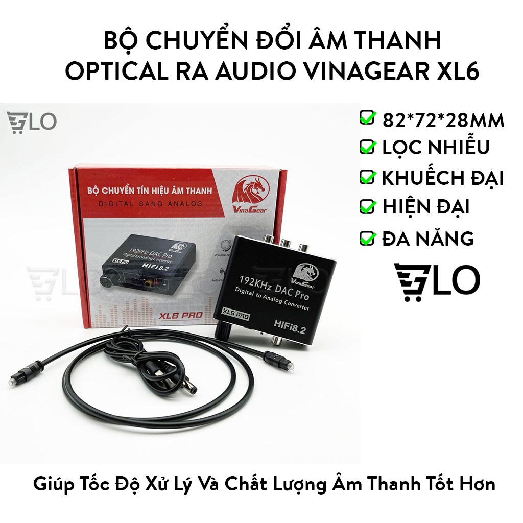 Bộ Chuyển Quang Optical Sang Audio(Digital Sang Analog) Vinagear XL6 Pro Chính Hãng Cao Cấp, Có Nút Điều Chỉnh Âm Lượng