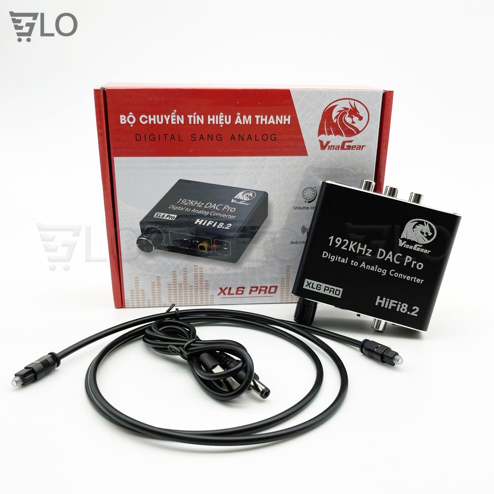 Bộ Chuyển Quang Optical Sang Audio(Digital Sang Analog) Vinagear XL6 Pro Chính Hãng Cao Cấp, Có Nút Điều Chỉnh Âm Lượng