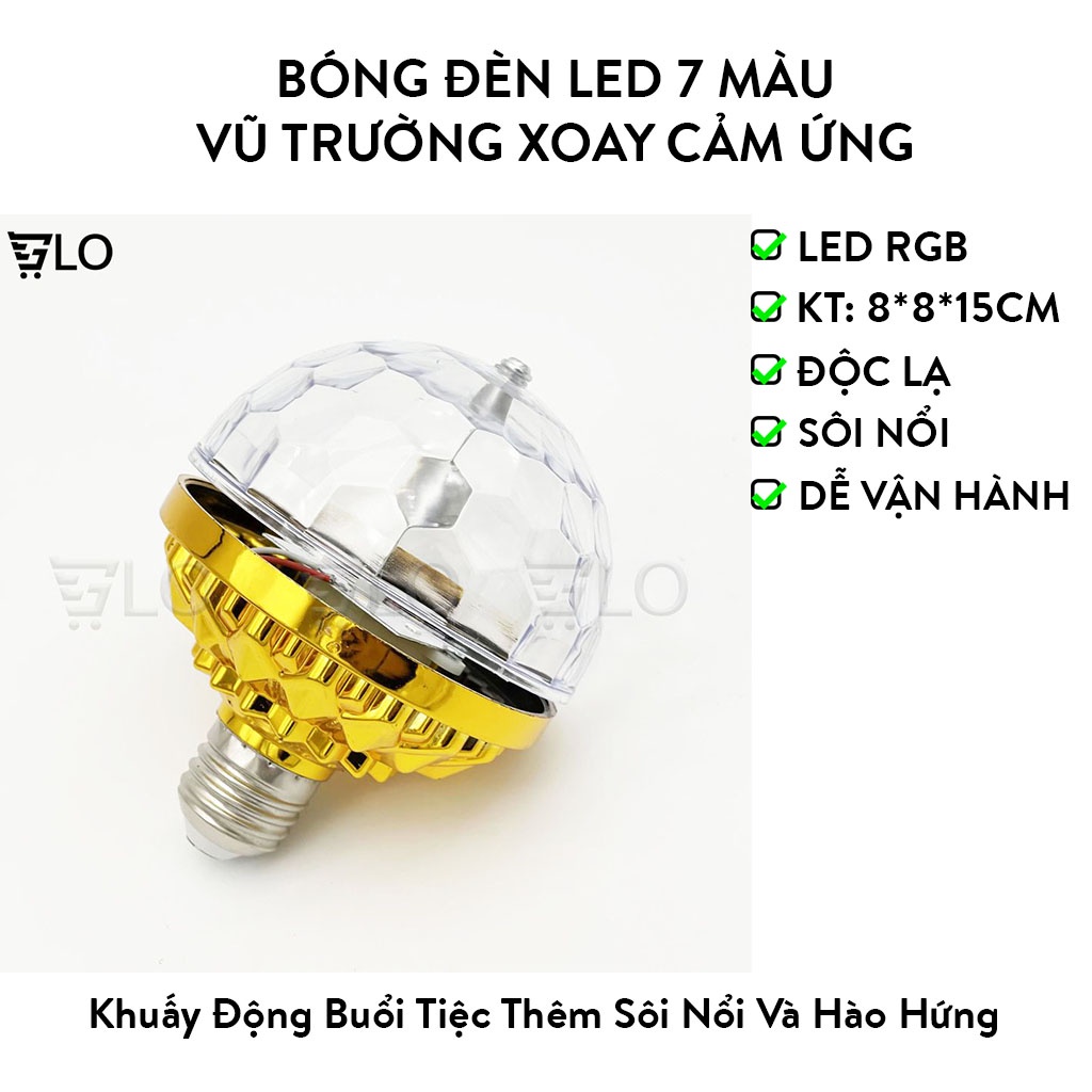 Bóng Đèn Led 7 Màu Vũ Trường Xoay Cảm Ứng