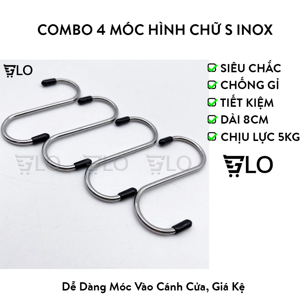 Combo 4 móc hình chữ S inox tiện dụng