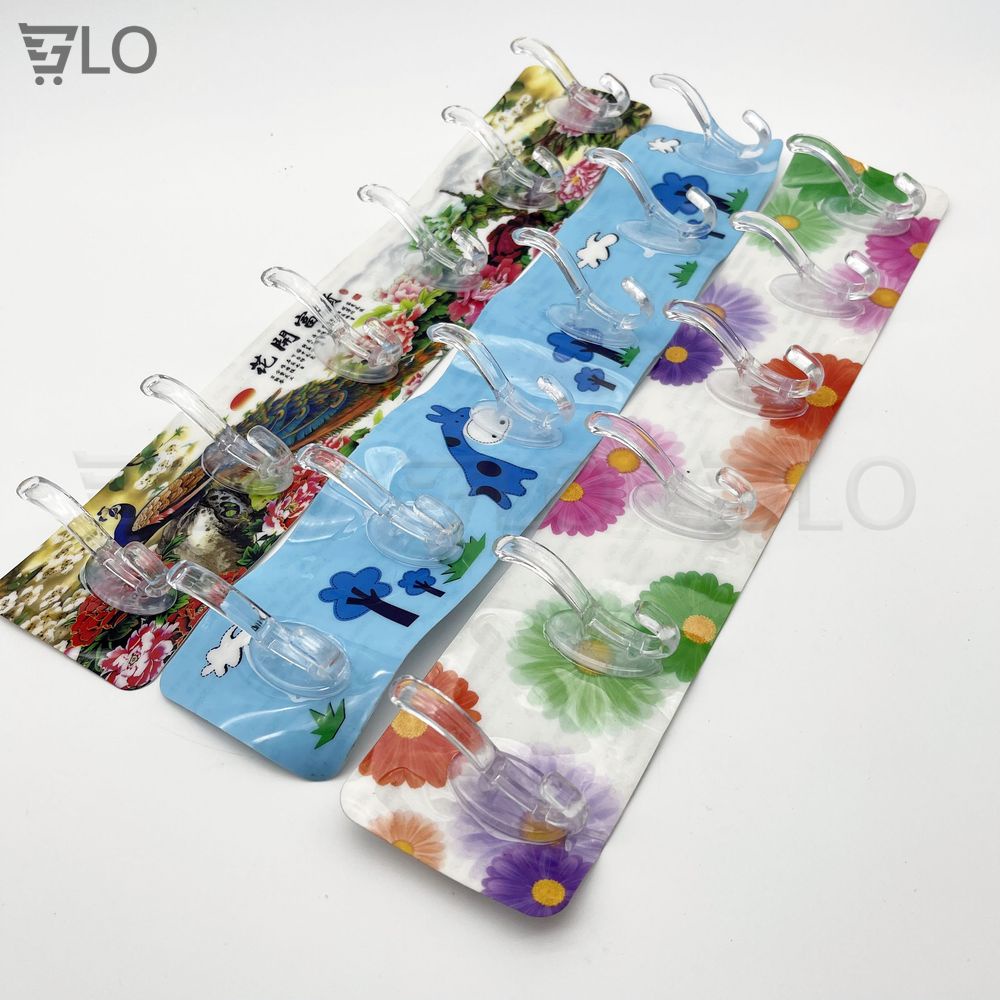 Giá Treo Đồ 6 Móc Nhựa Pha Lê 35x6cm Bản Lớn Dán Tường, Siêu Chịu Lực Không Cần Khoan Đục Tiện Lợi