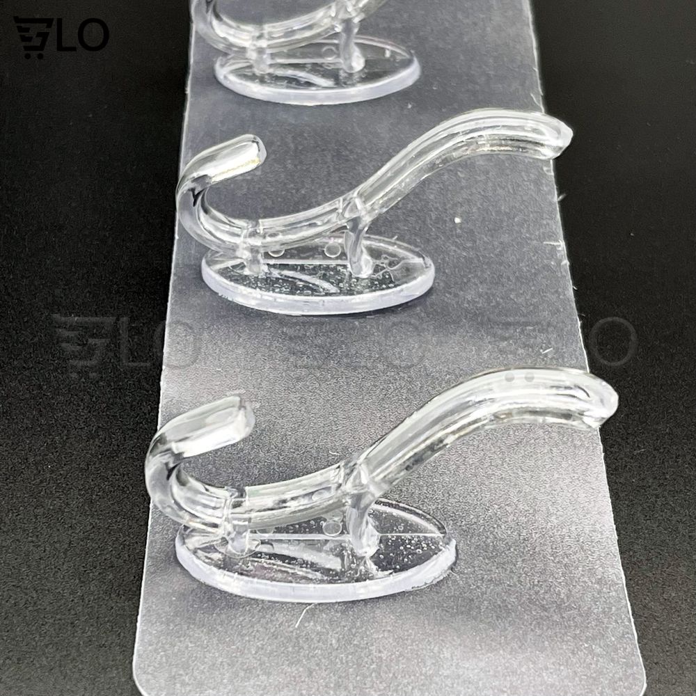 Giá Treo Đồ 6 Móc Nhựa Pha Lê 35x6cm Bản Lớn Dán Tường, Siêu Chịu Lực Không Cần Khoan Đục Tiện Lợi