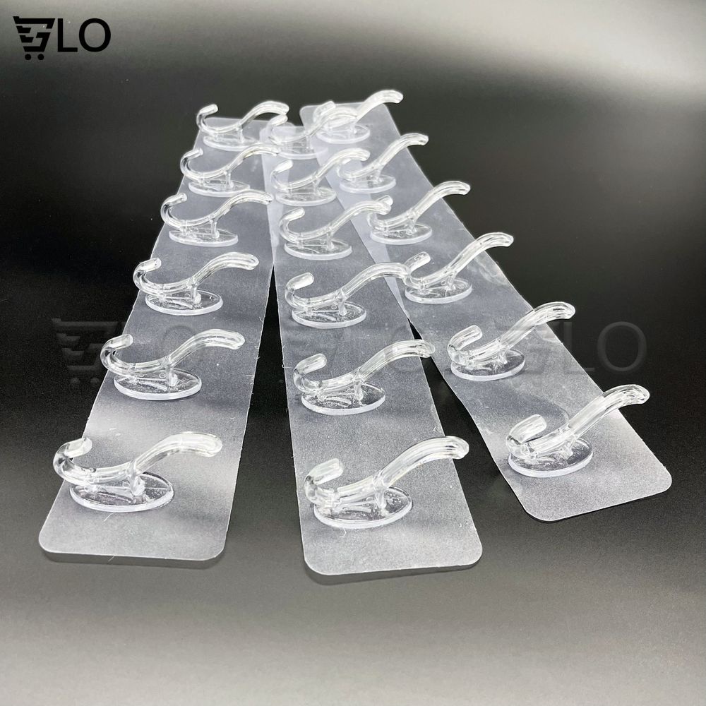 Giá Treo Đồ 6 Móc Nhựa Pha Lê 35x6cm Bản Lớn Dán Tường, Siêu Chịu Lực Không Cần Khoan Đục Tiện Lợi