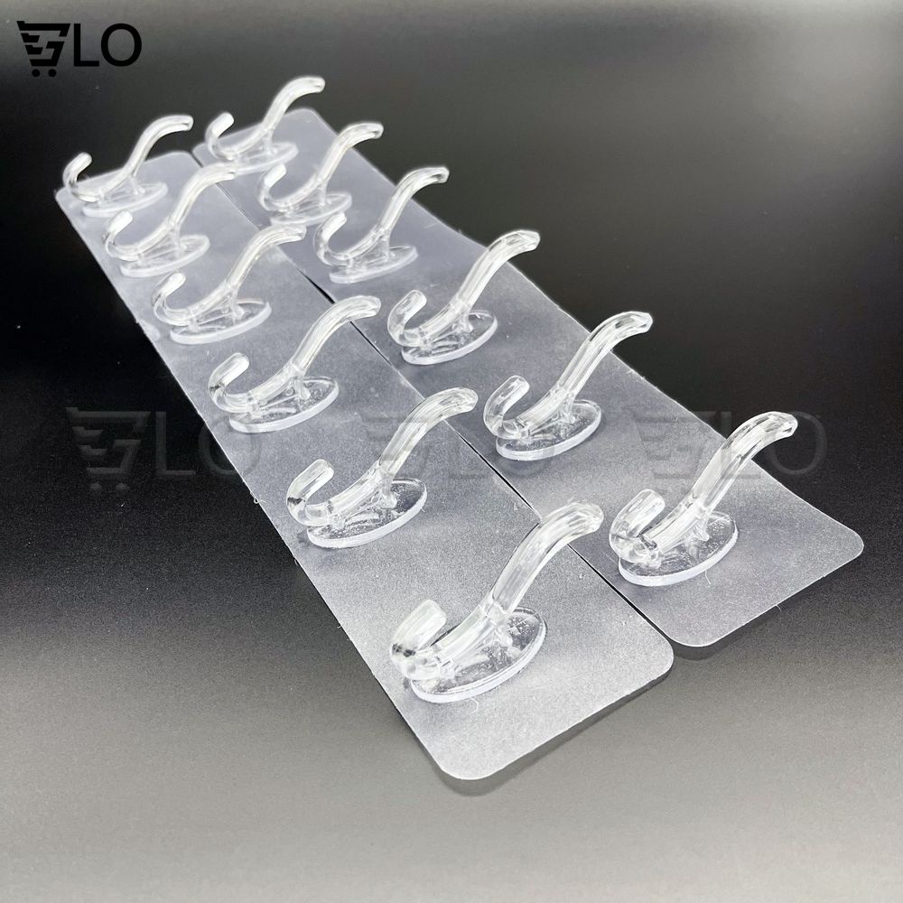 Giá Treo Đồ 6 Móc Nhựa Pha Lê 35x6cm Bản Lớn Dán Tường, Siêu Chịu Lực Không Cần Khoan Đục Tiện Lợi