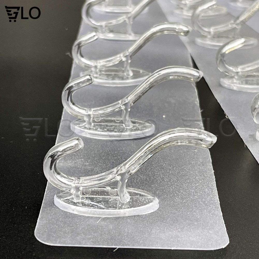 Giá Treo Đồ 6 Móc Nhựa Pha Lê 35x6cm Bản Lớn Dán Tường, Siêu Chịu Lực Không Cần Khoan Đục Tiện Lợi