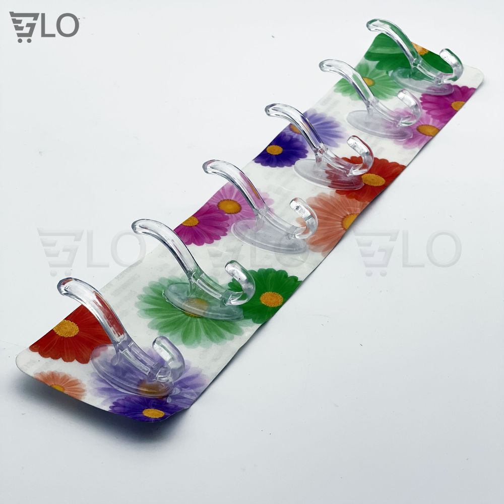 Giá Treo Đồ 6 Móc Nhựa Pha Lê 35x6cm Bản Lớn Dán Tường, Siêu Chịu Lực Không Cần Khoan Đục Tiện Lợi