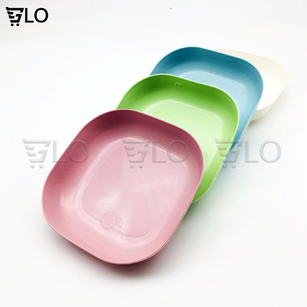 Set 8 Khay Đĩa Vuông Đựng Thức Ăn Màu Pastel Gồm 2 Cỡ Chất Liệu Nhựa Lúa Mạch Nhựa PP Thực Phẩm
