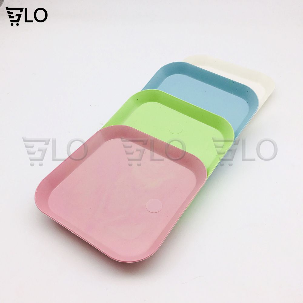 Set 8 Khay Đĩa Vuông Đựng Thức Ăn Màu Pastel Gồm 2 Cỡ Chất Liệu Nhựa Lúa Mạch Nhựa PP Thực Phẩm