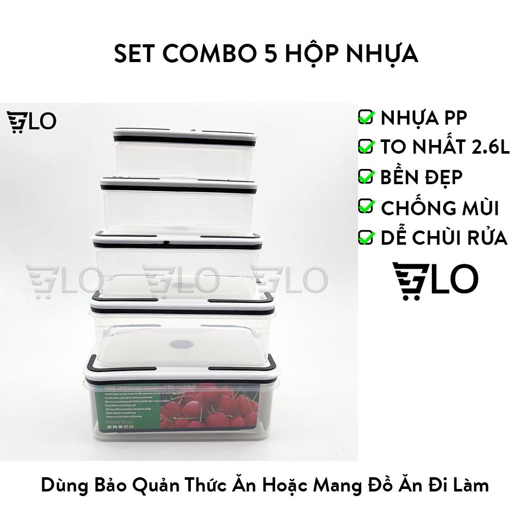 Set Combo 5 Hộp Nhựa Đựng Thực Phẩm