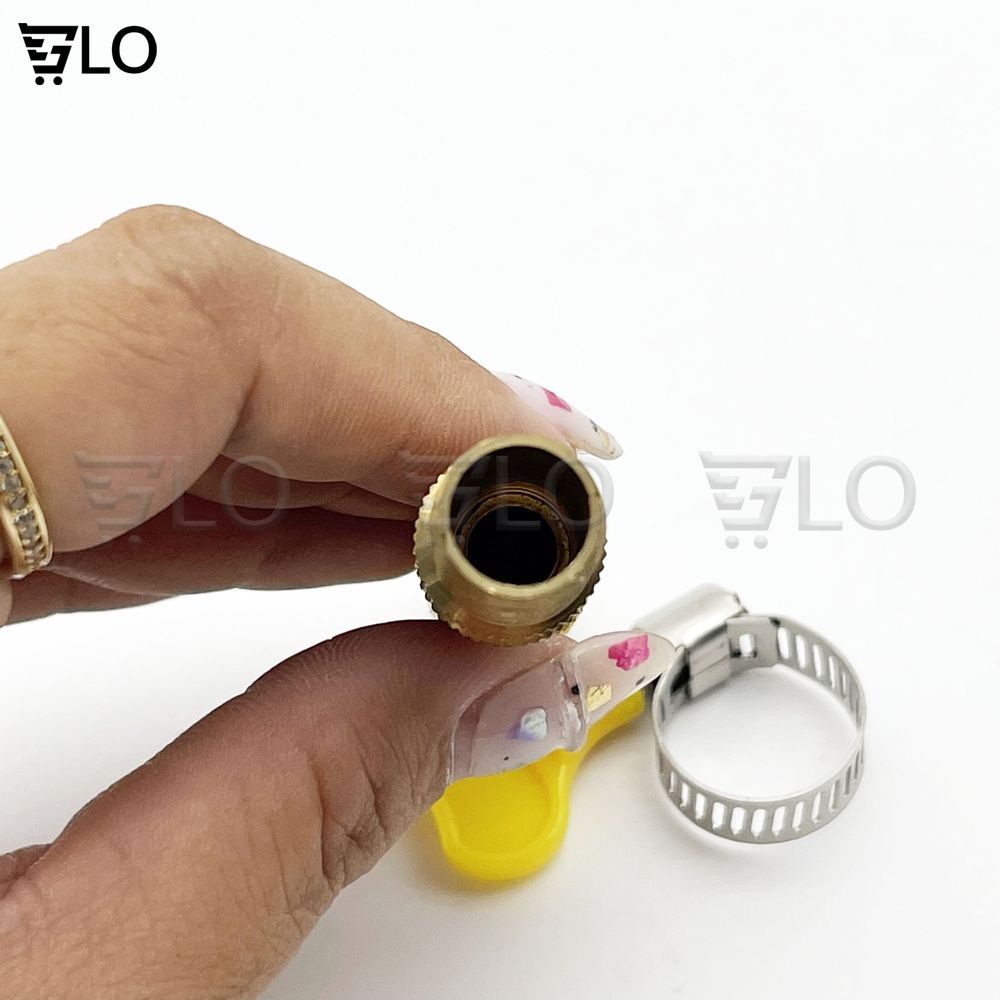 Đầu Vòi Xịt Tăng Áp Mini Bằng Đồng Phun Nước Rửa Xe, Tưới Cây Tăng Áp Đa Năng Có Đai Siết Ống Đi Kèm