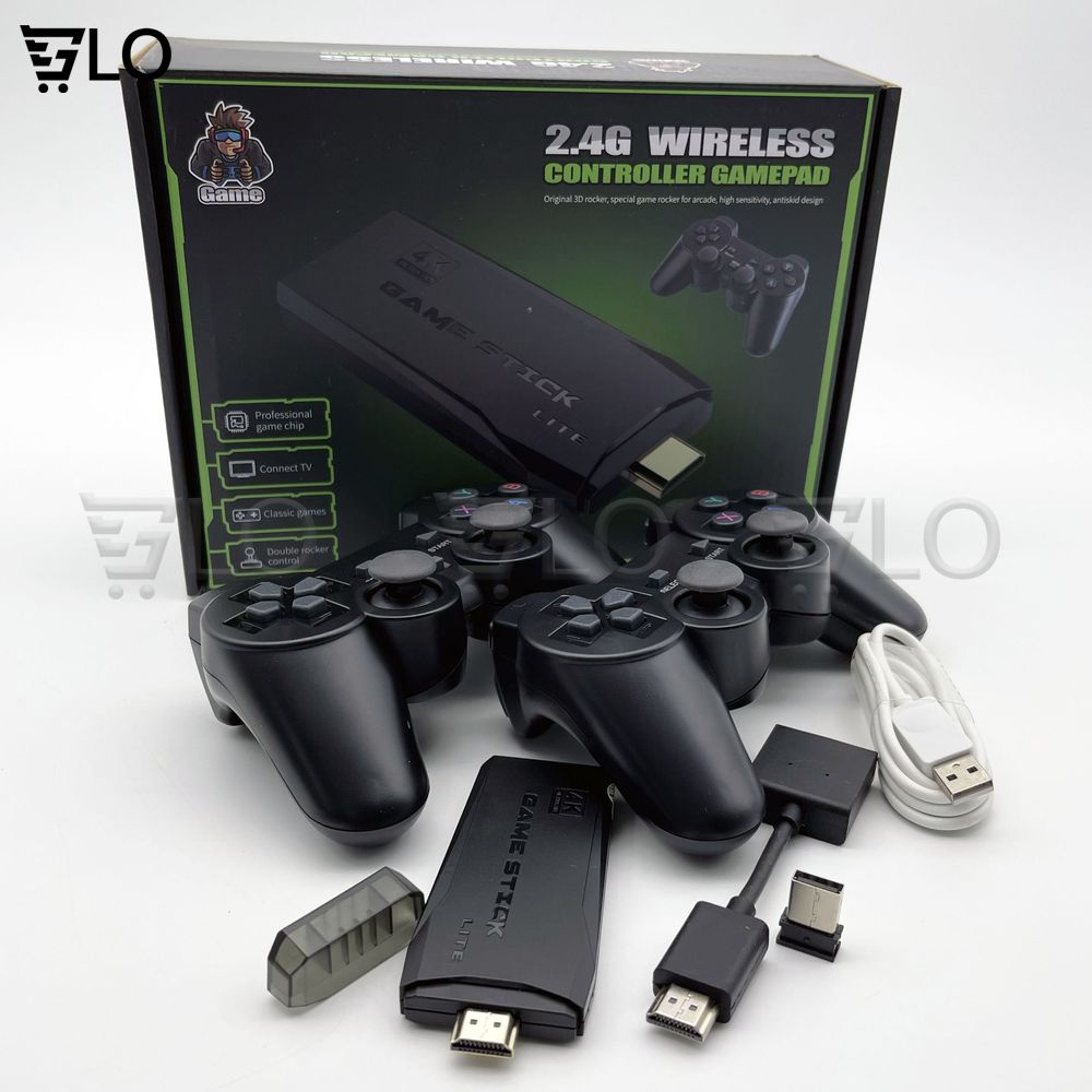 Máy Chơi Game Stick 4K 4 Nút HDMI Không Dây Hơn 3500-10000 Trò Chơi Cổ Điển PS1/ATARI/MAME/SFC/FC/GBA/GB/GBC/MD