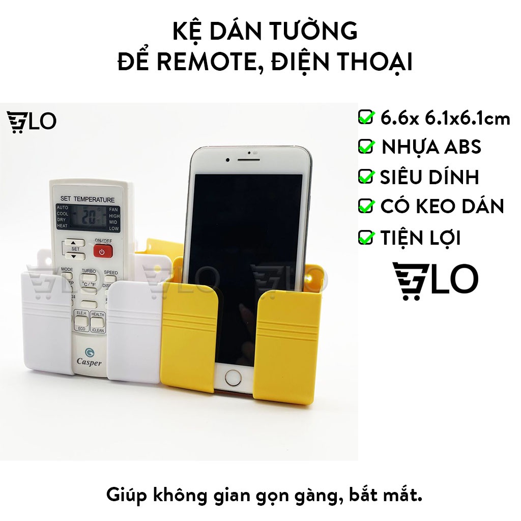 Kệ Dán Tường Để Remote, Đồ Dùng, Giá Đỡ Sạc Điện Thoại Dán Tường Không Cần Khoan Tiện Lợi