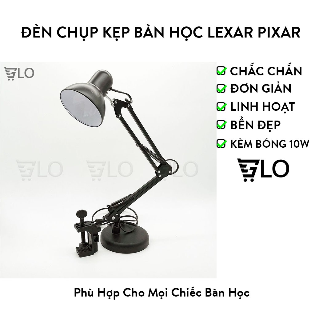 Đèn Chụp Kẹp Bàn Học Kéo Dài Lexar Pixar Kèm Bóng LED Trắng 10W Chống Cận Cho Bé