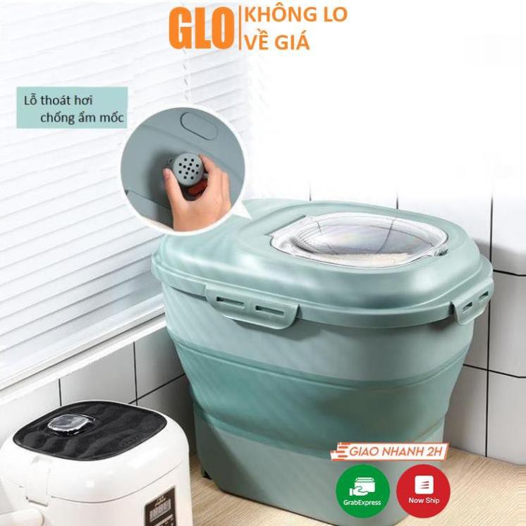 Thùng Đựng Gạo Gấp Gọn Thông Minh Đựng Tối Đa 25kg, Chống Côn Trùng Bụi Bẩn