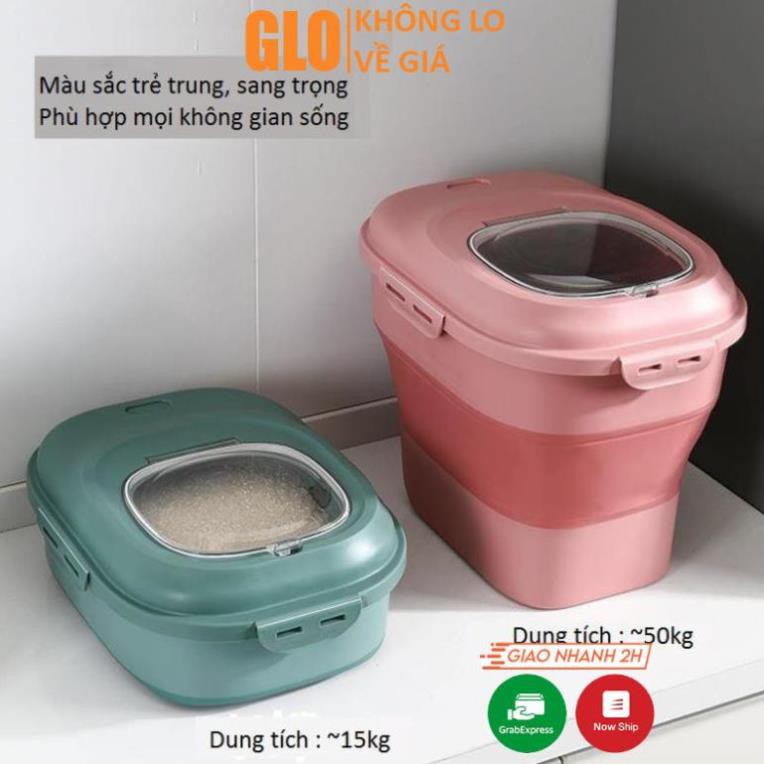 Thùng Đựng Gạo Gấp Gọn Thông Minh Đựng Tối Đa 25kg, Chống Côn Trùng Bụi Bẩn