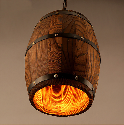 Đèn thả trần thùng rượu DTYX18 chất liệu gỗ viền sắt, đèn Led.