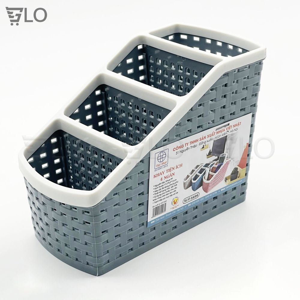 Giỏ Nhựa 4 Ngăn Để Bút Viết Vật Dụng