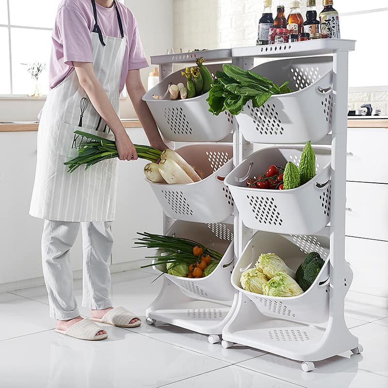 Kệ Nhựa Plastic Cao Cấp 3 Tầng Đa Năng Có Bánh Xe Đựng Đồ Chơi Cho Bé, Đồ Nhà Tắm, Đồ Máy Giặt