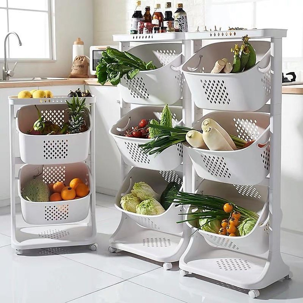 Kệ Nhựa Plastic Cao Cấp 3 Tầng Đa Năng Có Bánh Xe Đựng Đồ Chơi Cho Bé, Đồ Nhà Tắm, Đồ Máy Giặt