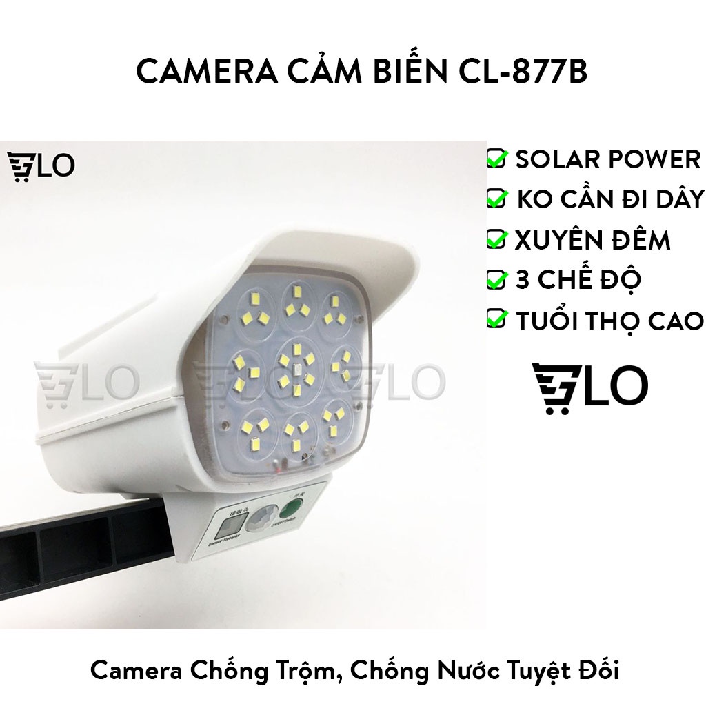[Chống Trộm] Đèn Cảm Biến Chuyển Động Năng Lượng Mặt Trời Hình Camera 77 Đèn LED, Chống Nước Tuyệt Đối CL-877B 180W
