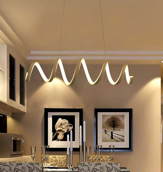 Đèn treo thả trần led hình lò xo Qiao QJ8892