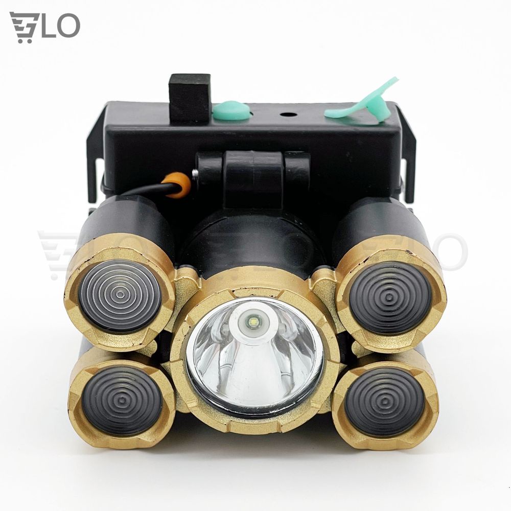 Đèn Pin Đội Đầu Đeo Trán 5 Bóng T6 Siêu Sáng Kèm Pin Sạc
