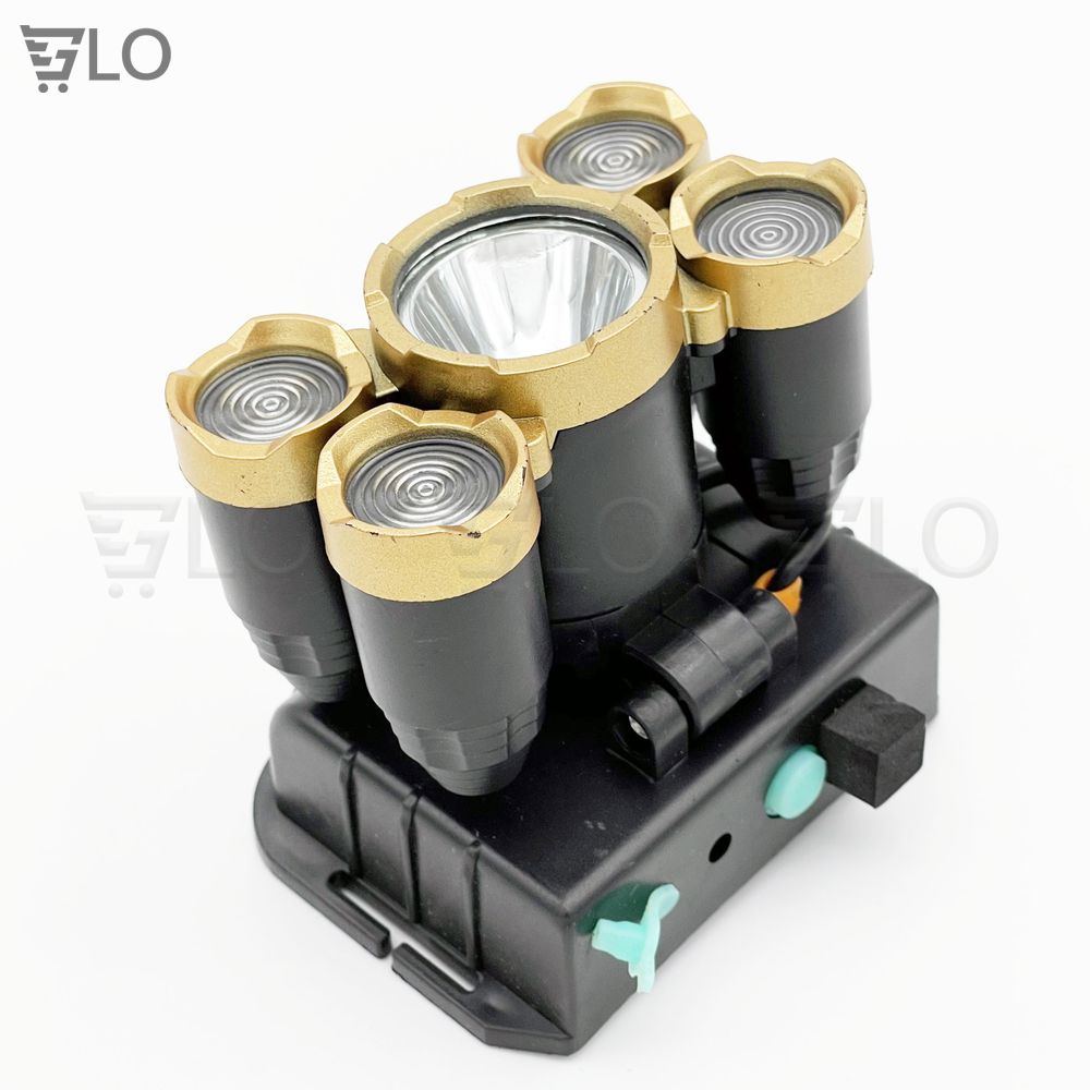 Đèn Pin Đội Đầu Đeo Trán 5 Bóng T6 Siêu Sáng Kèm Pin Sạc