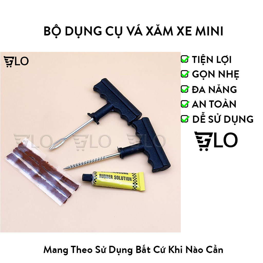 Bộ Dụng Cụ Vá Xăm Xe Mini Chuyên Dụng Cho Xe Hơi Xe Ô Tô Xe Máy Tiện Dụng Dễ Dàng Mang Theo Và Sử Dụng Ở Bất Kì Đâu