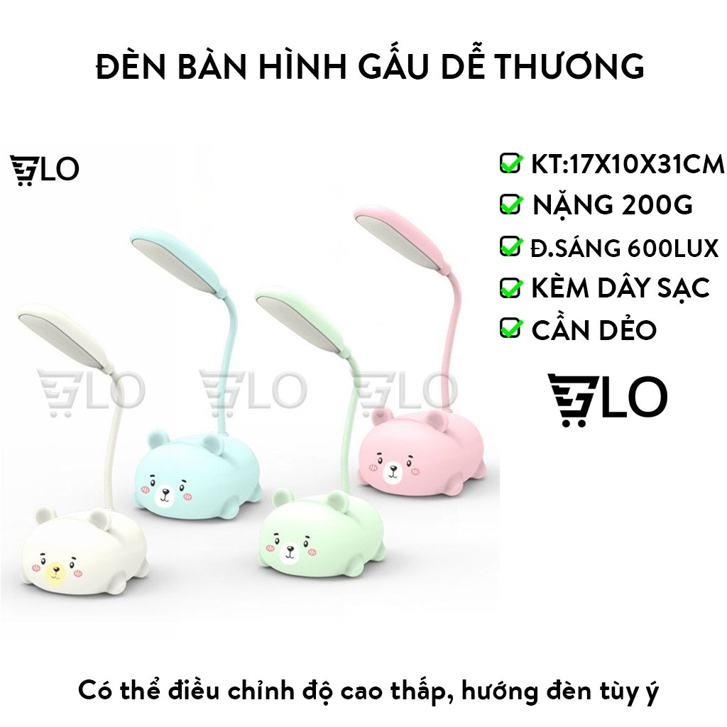Đèn Bàn Hình Gấu Dễ Thương Dùng Pin Sạc