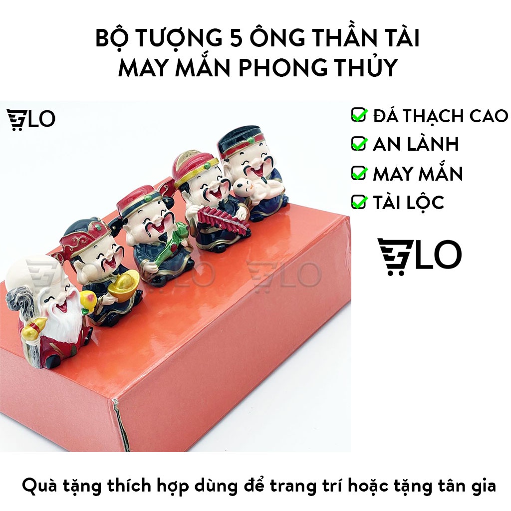 Bộ Tượng 5 Ông Thần Tài May Mắn Phong Thủy Gloshop