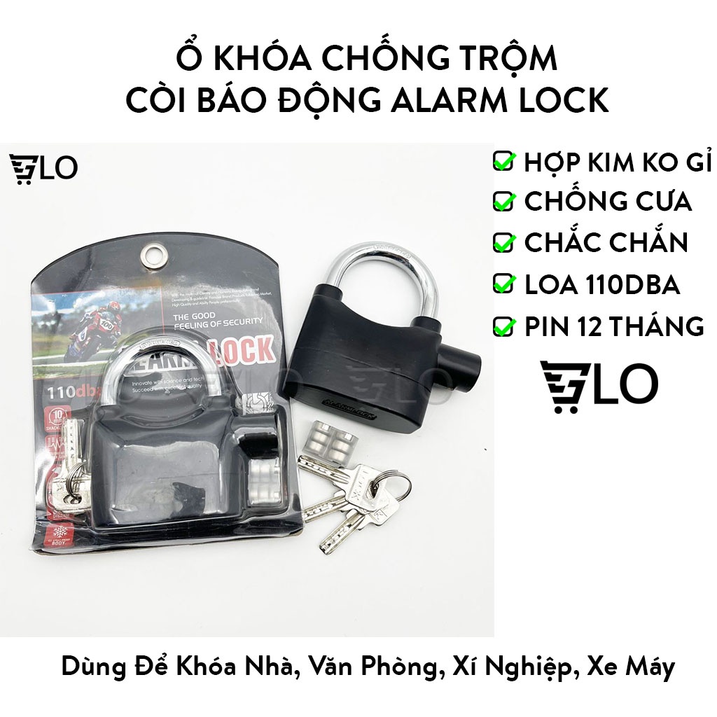 Ổ Khóa Chống Trộm Tự Động Còi Báo Động Cao Cấp Alarm Lock Màu Đen