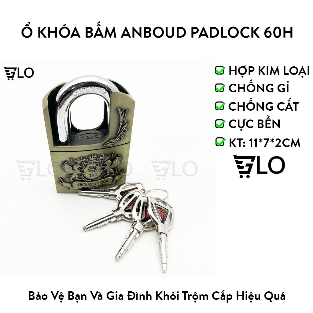 Ổ Khóa Bấm Anboud Padlock 60H 4 Chìa Mẫu Mới