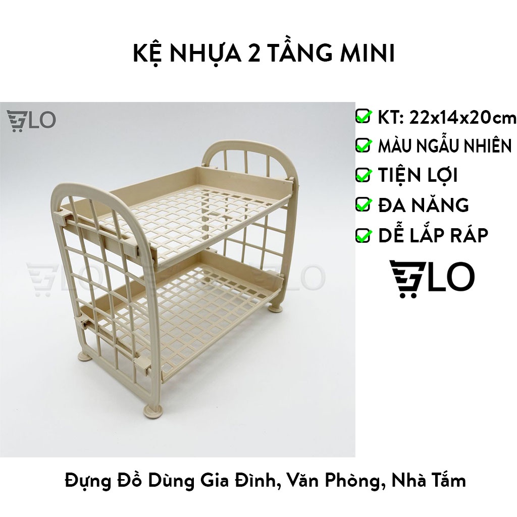Kệ Nhựa 2 Tầng Mini Đựng Đồ Văn Phòng, Phòng Tắm, Nhà Bếp